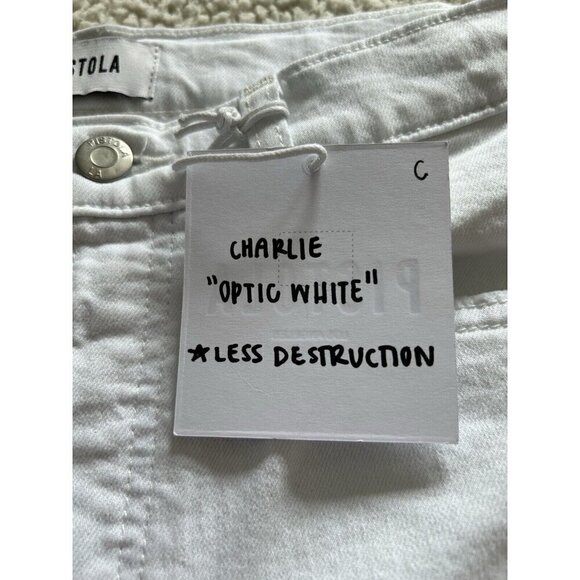 Pistola Charlie High Rise Classic Straight Ankle Deconstructed Optic White Sz 26 - Picture 5 of 13